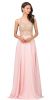 Lace Accent Sheer Mesh Bodice Long Prom Dress. in Blush